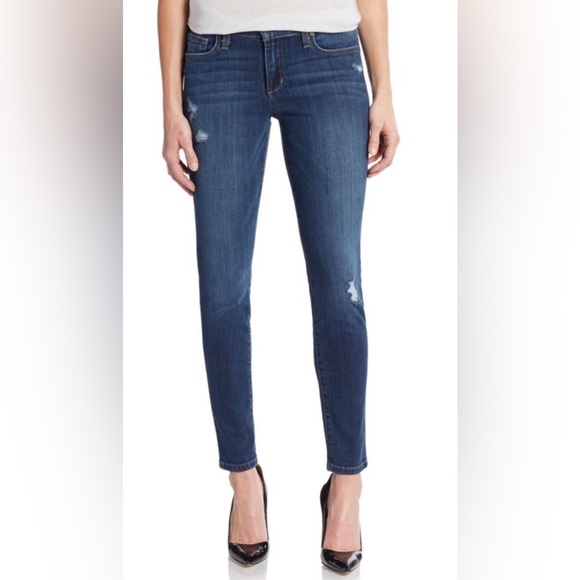 Joe’s Jeans Bramlin Skinny Ankle Jeans Size 27 Low Rise Distressed Indigo Wash - Picture 1 of 11